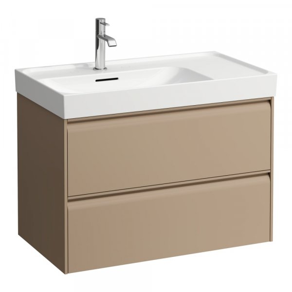 Laufen Meda 800mm 2 Drawer Vanity Unit for Left Hand Basin - Cappuccino