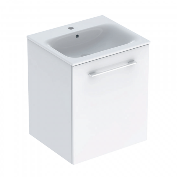 Geberit Selnova Slim Rim Basin & Cabinet Boxed Set, 550mm x 650mm - White