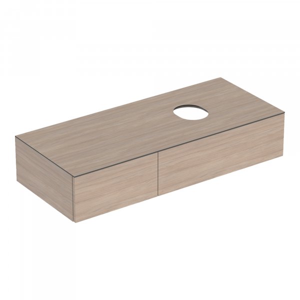 Geberit VariForm 1200mm Two Drawer Cabinet for Lay-On Basin - Oak