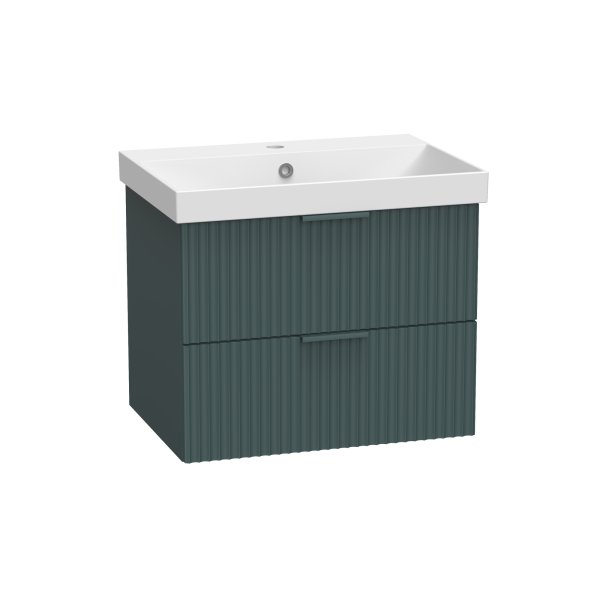 Tavistock Cadence 600mm Wall-Mounted Vanity Unit - Fluted Viridian Green