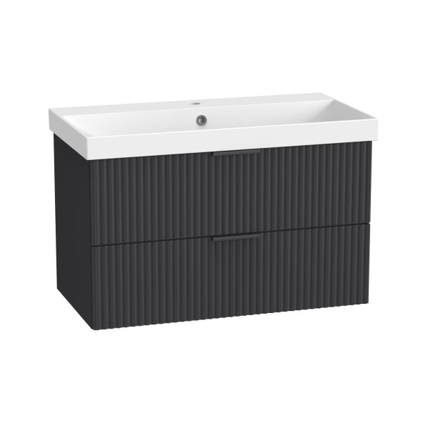 Tavistock Cadence 800mm Wall-Mounted Vanity Unit - Fluted Storm Grey