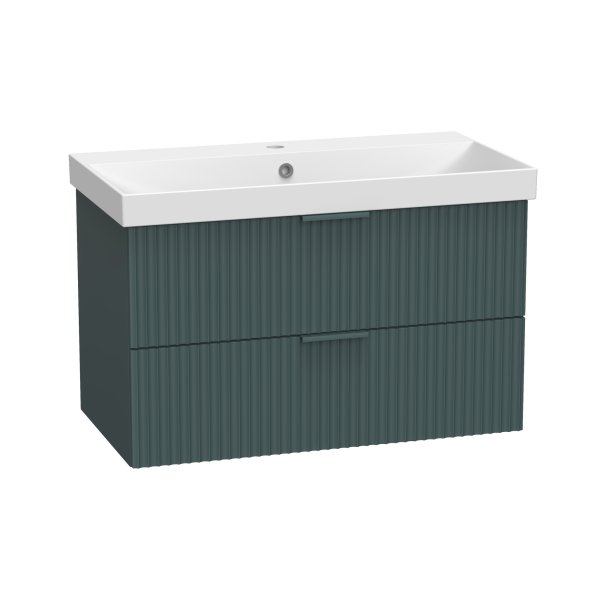 Tavistock Cadence 800mm Wall-Mounted Vanity Unit - Fluted Viridian Green