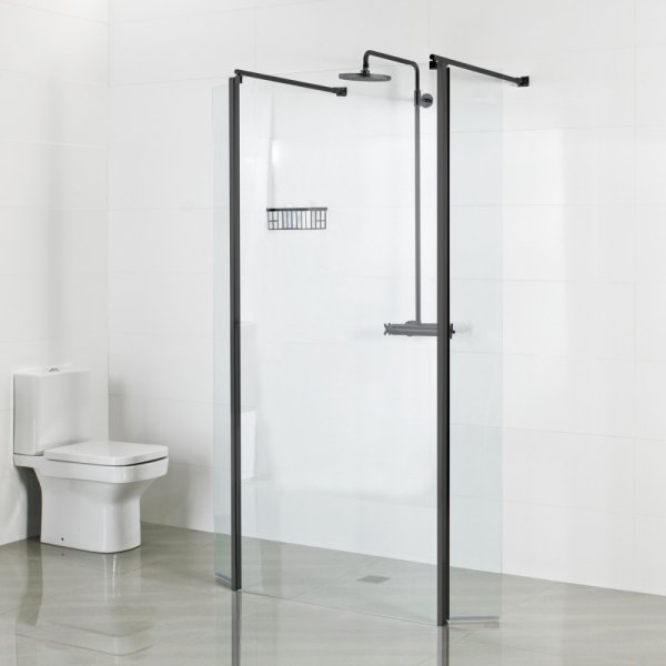Roman Haven Select 1100mm Linear Wetroom Panel (8mm) - Matt Black