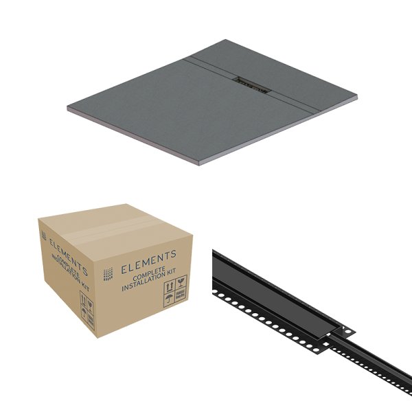 Abacus Elements Linear Uno 1200 x 1200mm Complete Tray Kit with Fittings (End Drain) - Matt Black
