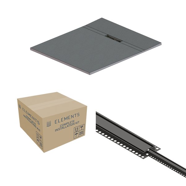 Abacus Elements Linear Uno 1200 x 1200mm Complete Tray Kit with Fittings (End Drain) - Matt Anthracite