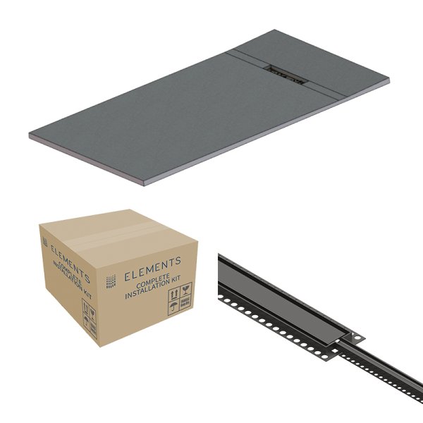 Abacus Elements Linear Uno 1600 x 900mm Complete Tray Kit with Fittings (End Drain) - Matt Anthracite