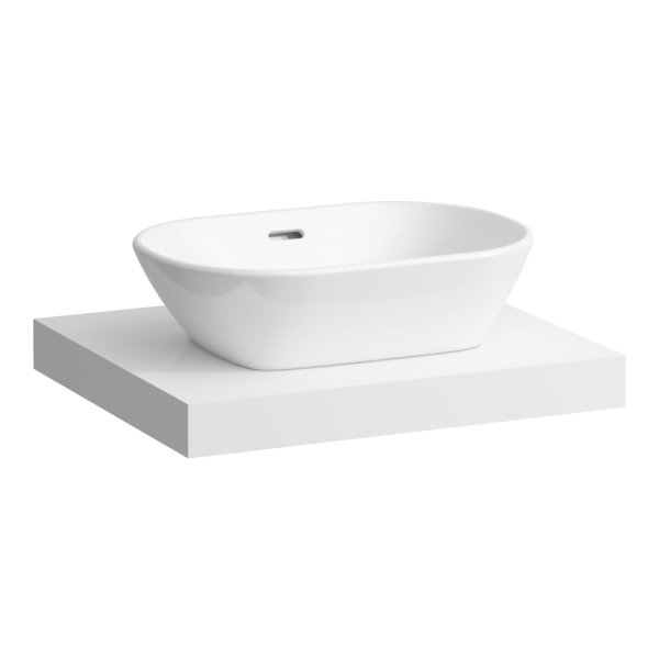 Laufen Lani 600mm Countertop with Installation Brackets (Centre Cut-Out) - Matt White