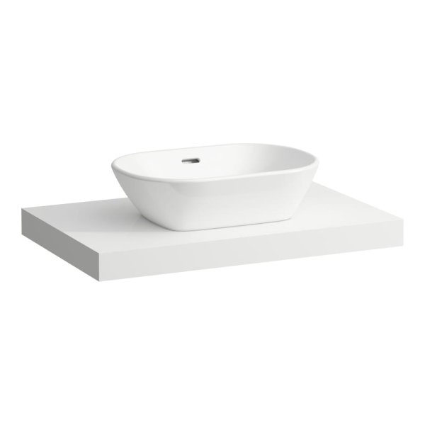 Laufen Lani 800mm Countertop with Installation Brackets (Centre Cut-Out) - Matt White