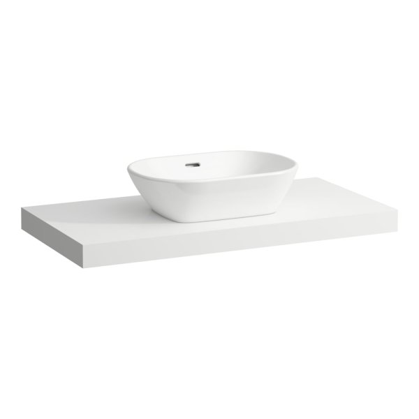 Laufen Lani 1000mm Countertop with Installation Brackets (Centre Cut-Out) - Matt White
