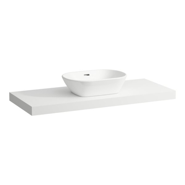 Laufen Lani 1200mm Countertop with Installation Brackets (Centre Cut-Out) - Matt White