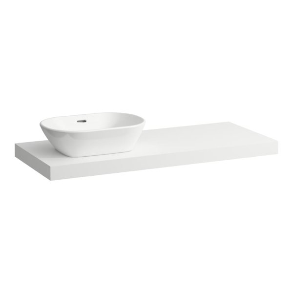 Laufen Lani 1200mm Countertop with Installation Brackets (Left Cut-Out) - Matt White