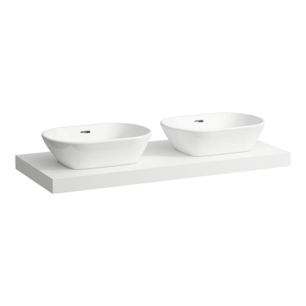 Laufen Lani 1200mm Countertop with Installation Brackets (Left & Right Cut-Out) - Matt White