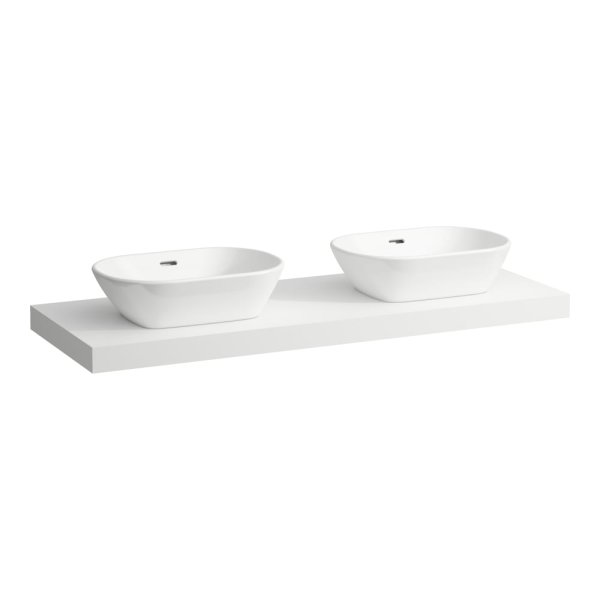 Laufen Lani 1400mm Countertop with Installation Brackets (Left & Right Cut-Out) - Matt White