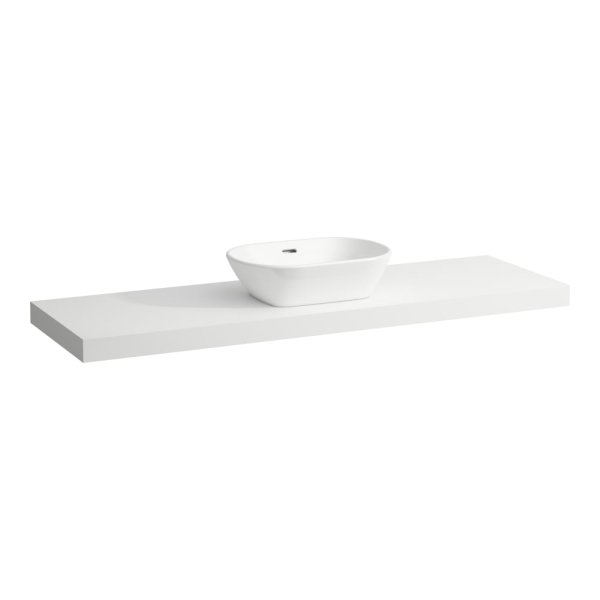 Laufen Lani 1600mm Countertop with Installation Brackets (Centre Cut-Out) - Matt White