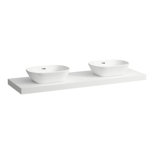 Laufen Lani 1600mm Countertop with Installation Brackets (Left & Right Cut-Out) - Matt White