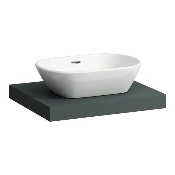 Laufen Lani 600mm Countertop with Installation Brackets (Centre Cut-Out) - Traffic Grey