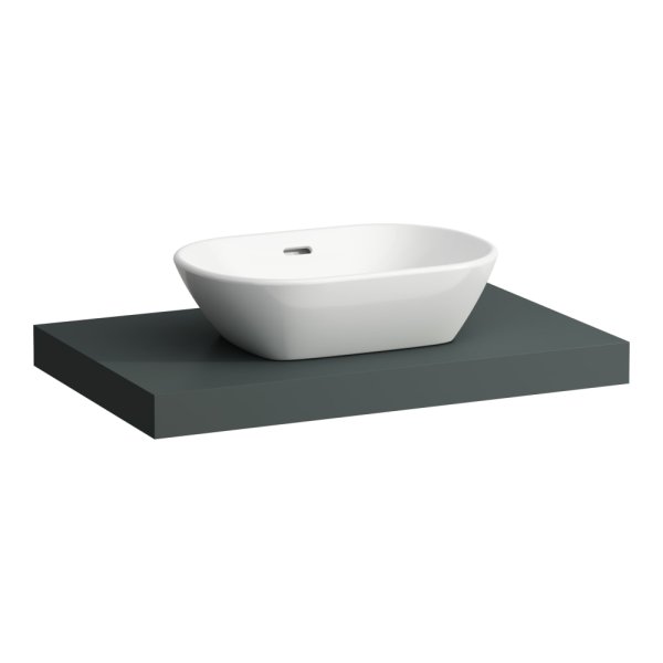 Laufen Lani 800mm Countertop with Installation Brackets (Centre Cut-Out) - Traffic Grey