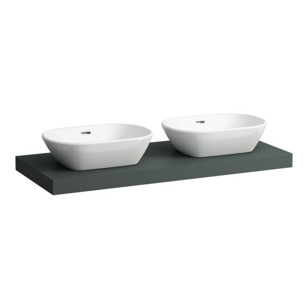Laufen Lani 1200mm Countertop with Installation Brackets (Left & Right Cut-Out) - Traffic Grey