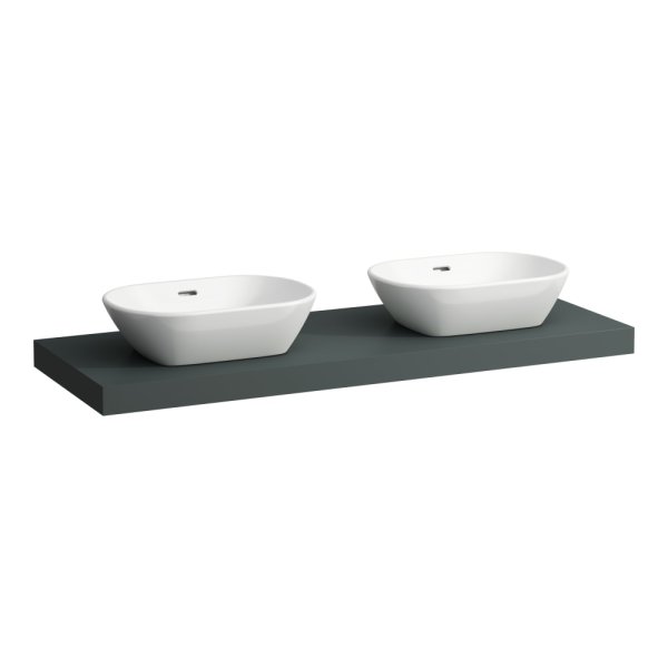 Laufen Lani 1400mm Countertop with Installation Brackets (Left & Right Cut-Out) - Traffic Grey