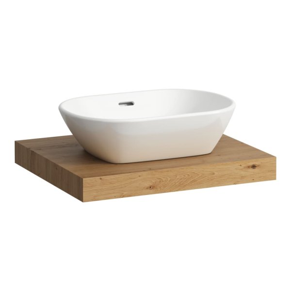 Laufen Lani 600mm Countertop with Installation Brackets (Centre Cut-Out) - Wild Oak