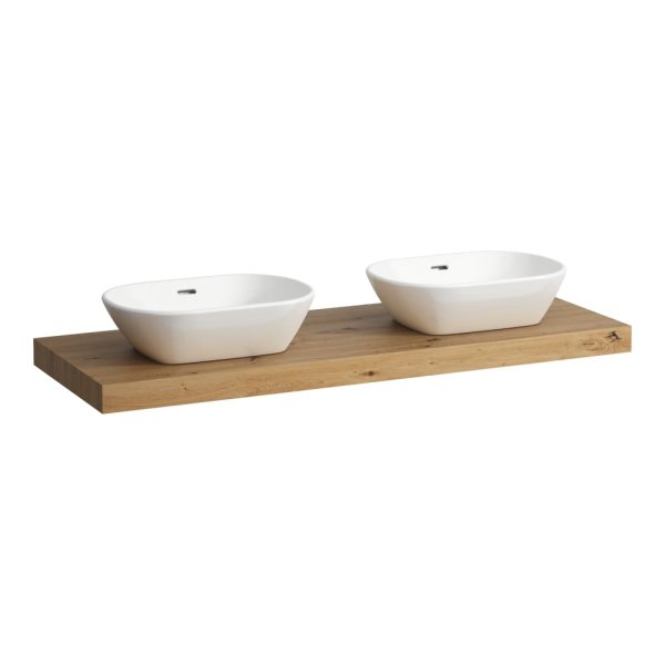 Laufen Lani 1400mm Countertop with Installation Brackets (Left & Right Cut-Out) - Wild Oak