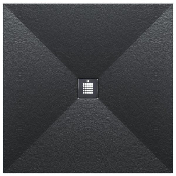 Just Trays Naturals 1000 x 1000mm Stone Square Shower Tray - Howarth Black