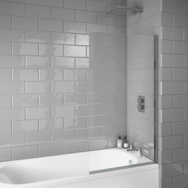 Scudo S6 1400mm x 800mm Square Edge Bath Screen - Chrome