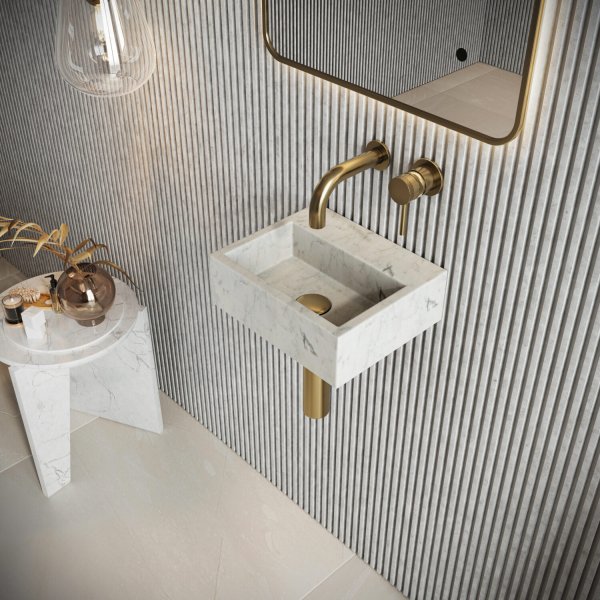 Scudo Sanctuary 300 x 250mm Cloakroom Marble Basin - Venato White