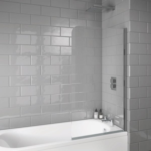 Scudo S6 1400mm x 800mm Radius Edge Bath Screen - Chrome