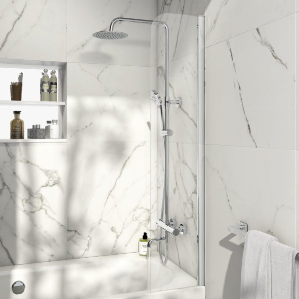 Scudo S6 1400 x 300mm Fixed Radius Bath Screen - Chrome