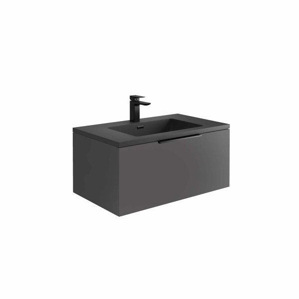 Scudo Ambience 800mm LED Wall-Hung Vanity Unit - Matt Grey