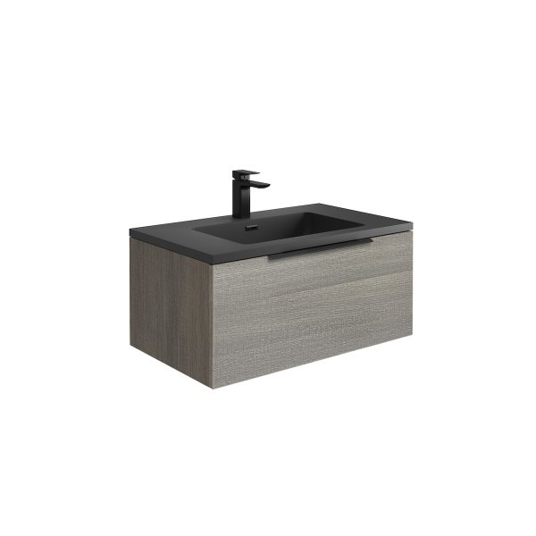 Scudo Ambience 800mm LED Wall-Hung Vanity Unit - Grey Oak