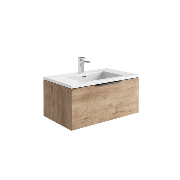 Scudo Ambience 800mm LED Wall-Hung Vanity Unit - Rustic Oak
