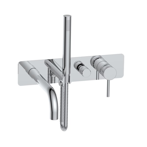 Scudo Core Wall-Mounted Bath/Shower Mixer & Handset - Chrome