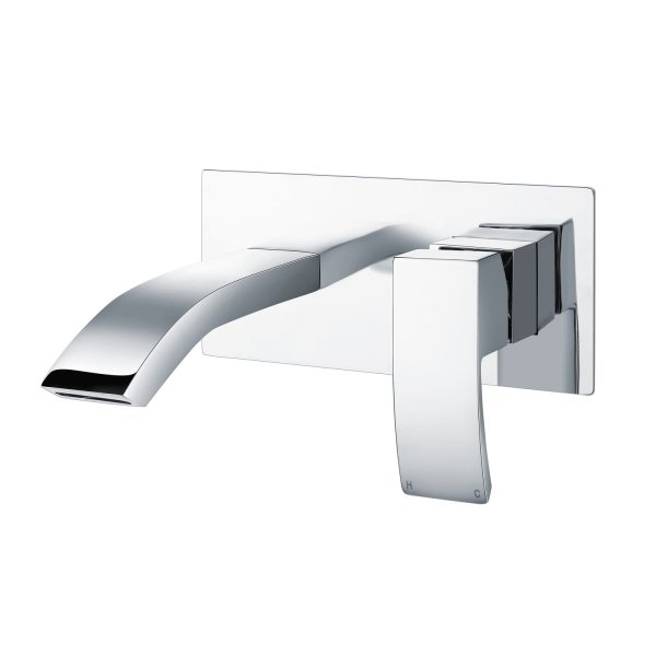 Scudo Descent Wall-Mounted Basin Mixer - Chrome
