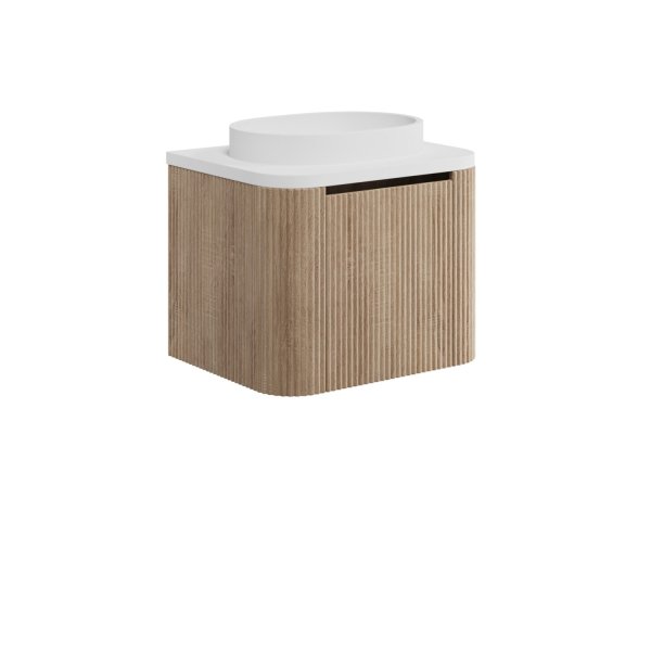 Scudo Linea Curve 600mm Wall-Hung Vanity Unit - Sonoma Oak