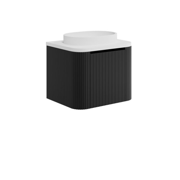 Scudo Linea Curve 600mm Wall-Hung Vanity Unit - Matt Black