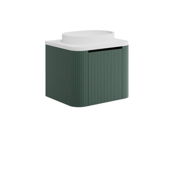 Scudo Linea Curve 600mm Wall-Hung Vanity Unit - Reed Green