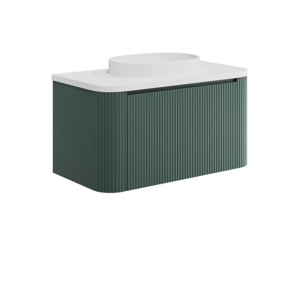 Scudo Linea Curve 900mm Wall-Hung Vanity Unit - Reed Green