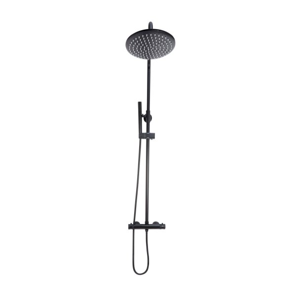 Scudo Core Round Rigid Riser Shower Kit - Matt Black