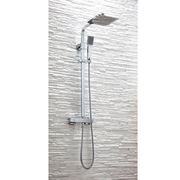 Scudo Elliot Square Rigid Riser Shower Kit - Chrome