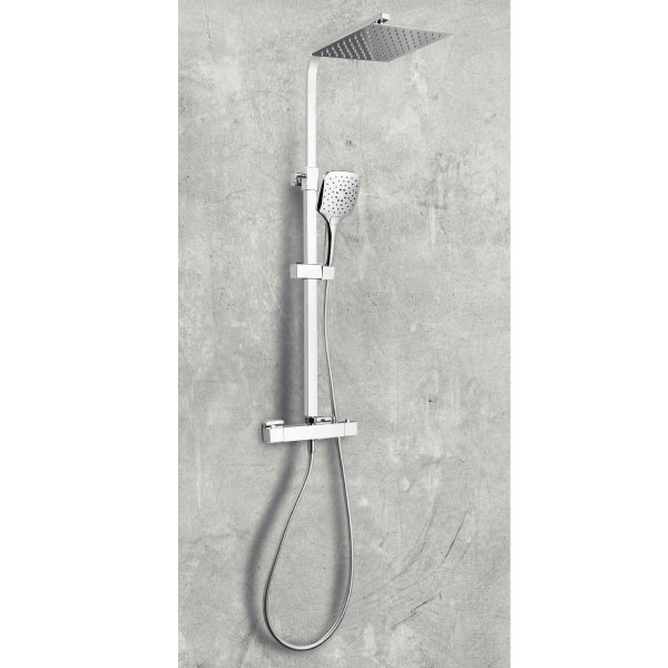Scudo Helier Square Cool Touch Rigid Riser Shower Kit - Chrome
