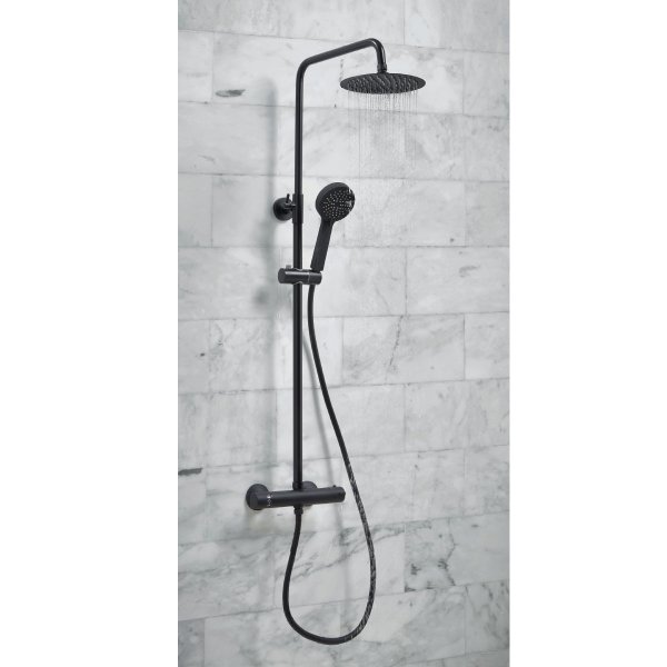 Scudo Middleton Round Rigid Riser Shower Kit - Matt Black