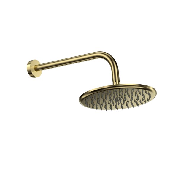 Scudo Round Shower Arm & Head - Brushed Brass