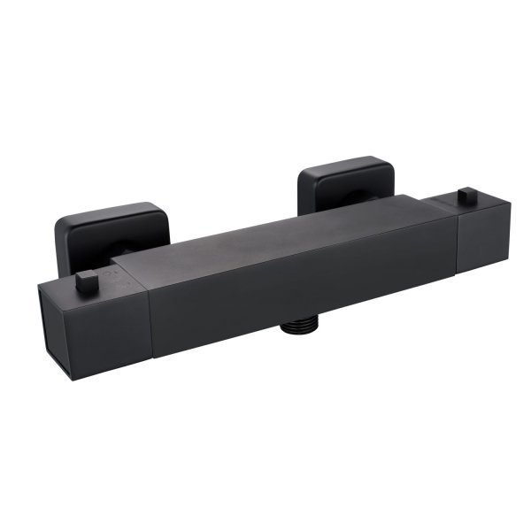 Scudo Square Exposed Thermostatic Bar Valve - Matt Black