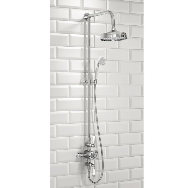 Scudo Traditional Rigid Riser Shower Kit with Fixed Head & Handset - Chrome