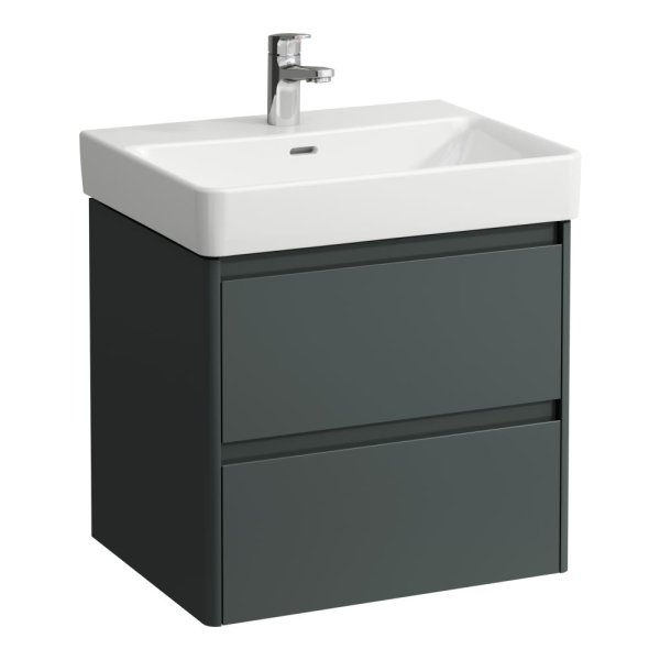 Laufen Base 2.0 600 x 450mm 2 Drawer Vanity Unit (for Pro S Basin) - Traffic Grey