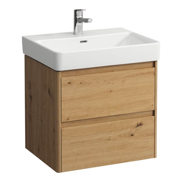 Laufen Base 2.0 600 x 450mm 2 Drawer Vanity Unit (for Pro S Basin) - Wild Oak