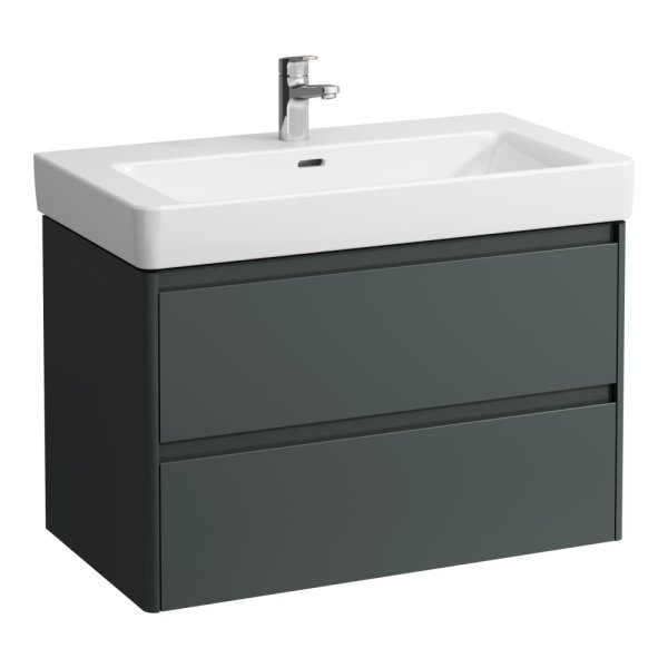 Laufen Base 2.0 800 x 450mm 2 Drawer Vanity Unit (for Pro S Basin) - Traffic Grey