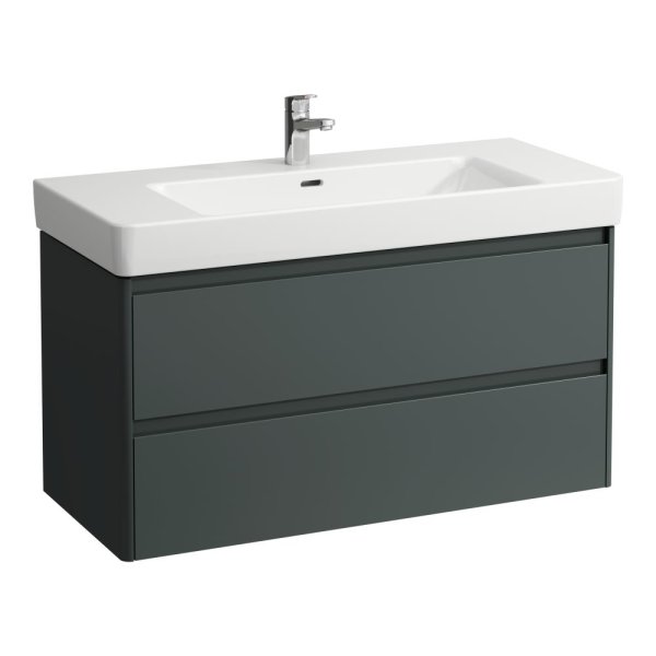 Laufen Base 2.0 1050 x 450mm 2 Drawer Vanity Unit (for Pro S Basin) - Traffic Grey